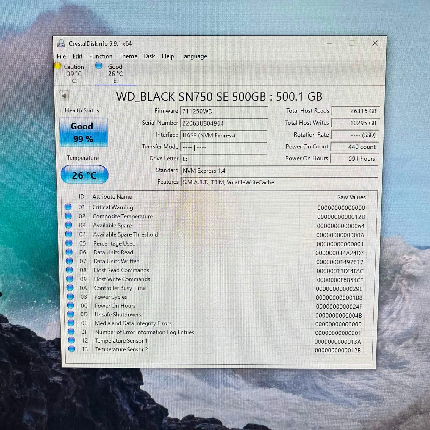 Western Digital WD 2280mm Black SN750 500GB M.2 NVMe Gen 3.0 x 4 SSD WDS50061B0E