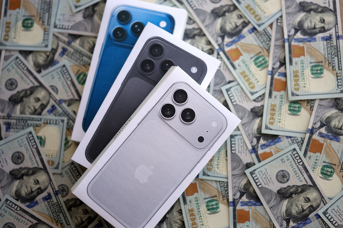 Selection of iPhone 11 and newer models displayed for evaluation at PayMore Buford