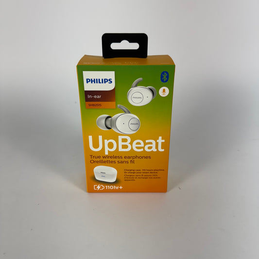 New Phillips UpBeat True Wireless In-Ear Earphones White SHB2515