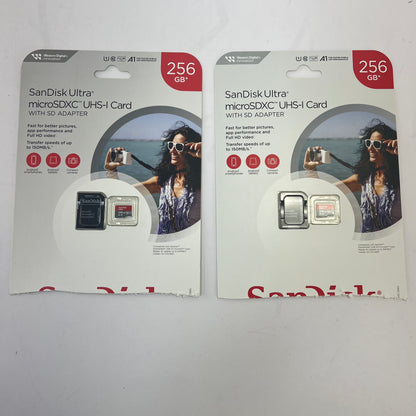 New Western Digital 2x 256gb SanDisk Ultra microSDXC UHS-I card