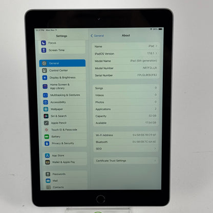 WiFi Only Apple iPad 6th Gen 32GB Space Gray NR7F2LL/A