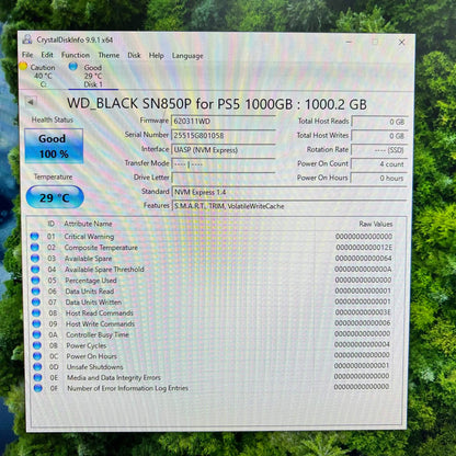 Western Digital WD 2280mm SN850p 1TB M.2 NVMe Gen 4.0 x 4 SSD WDBBYVOO1BNC