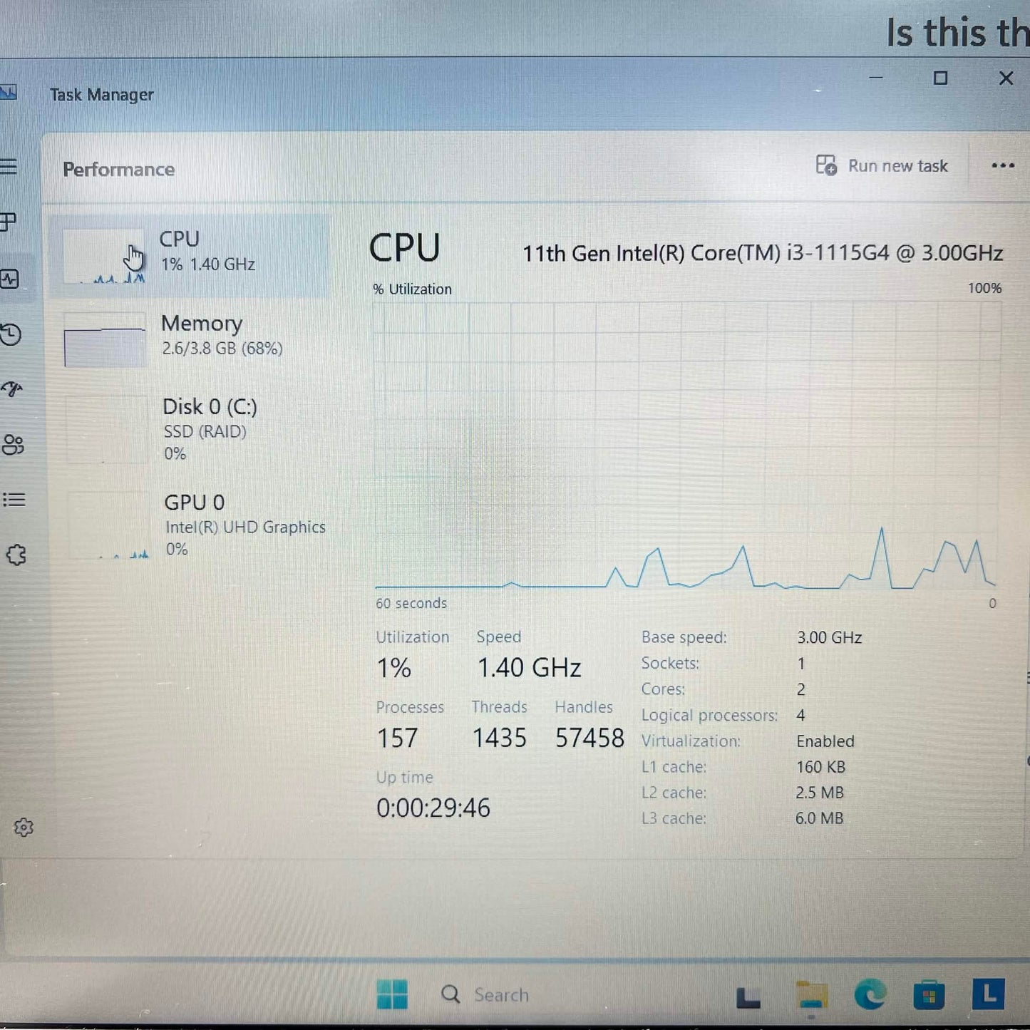 Lenovo IdeaPad 3 15ITL05 15.6" i3-1115G4 3.0GHz 4GB RAM 128GB SSD