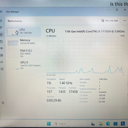 Lenovo IdeaPad 3 15ITL05 15.6" i3-1115G4 3.0GHz 4GB RAM 128GB SSD