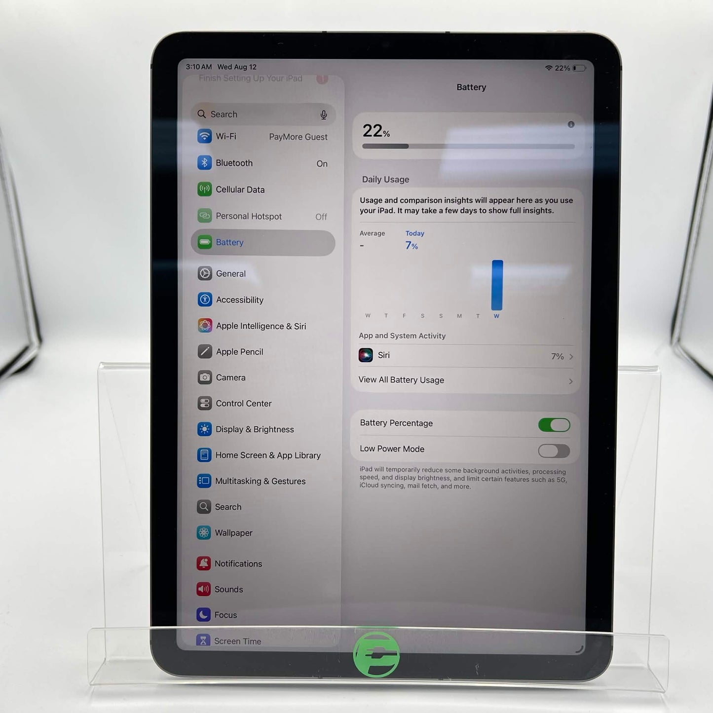 WiFi Only Apple iPad Air 5th Gen 64GB Space Gray MM6R3LL/A
