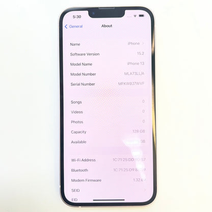 Factory Unlocked Apple iPhone 13 128GB Pink MLMN3LL/A