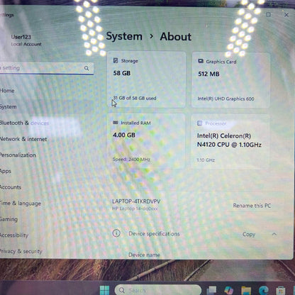 HP Laptop 14-DQ007NR 14" Celeron N4120 1.1GHz 4GB RAM 64GB SSD