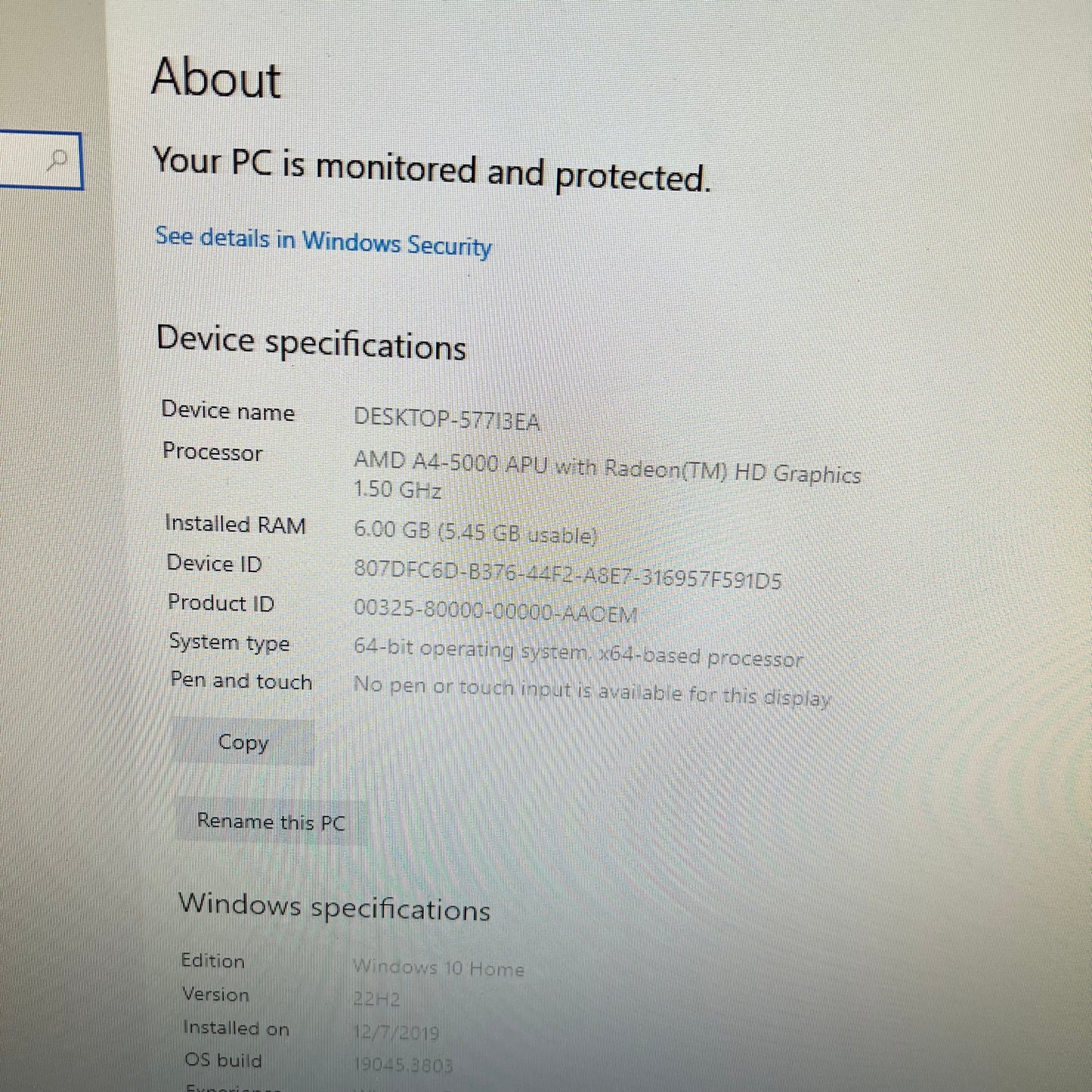 HP Pavilion Slimline 400 PC A4-5000 1.50GHz 6GB RAM 480GB HDD