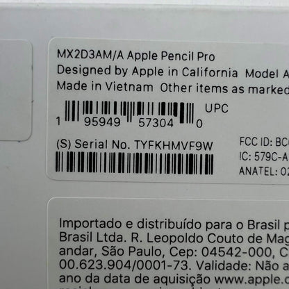 Apple Pencil Pro Smart Pencil Stylus White MX2D3AM/A