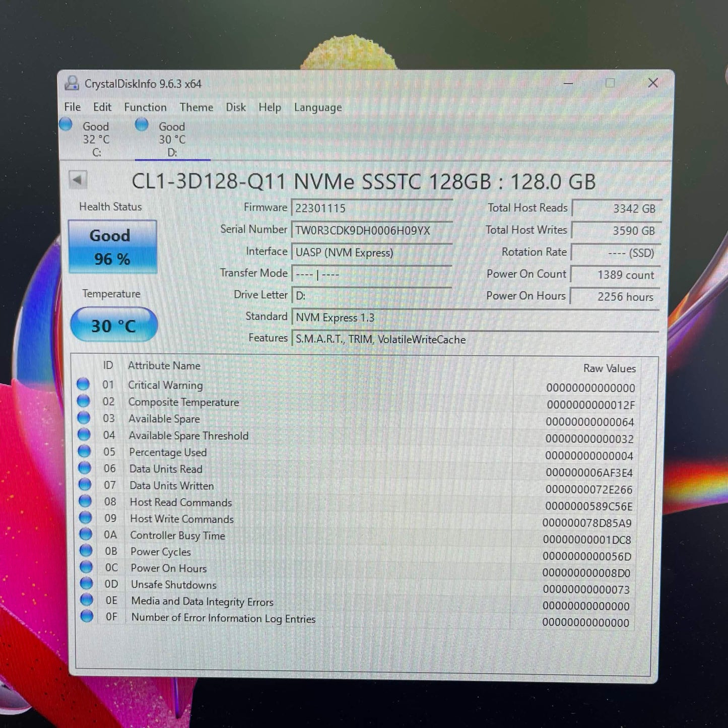 CL1 2230mm cl1 3d128 q11 128GB M.2 NVMe Gen 3.0 x 4 SSD 22301115