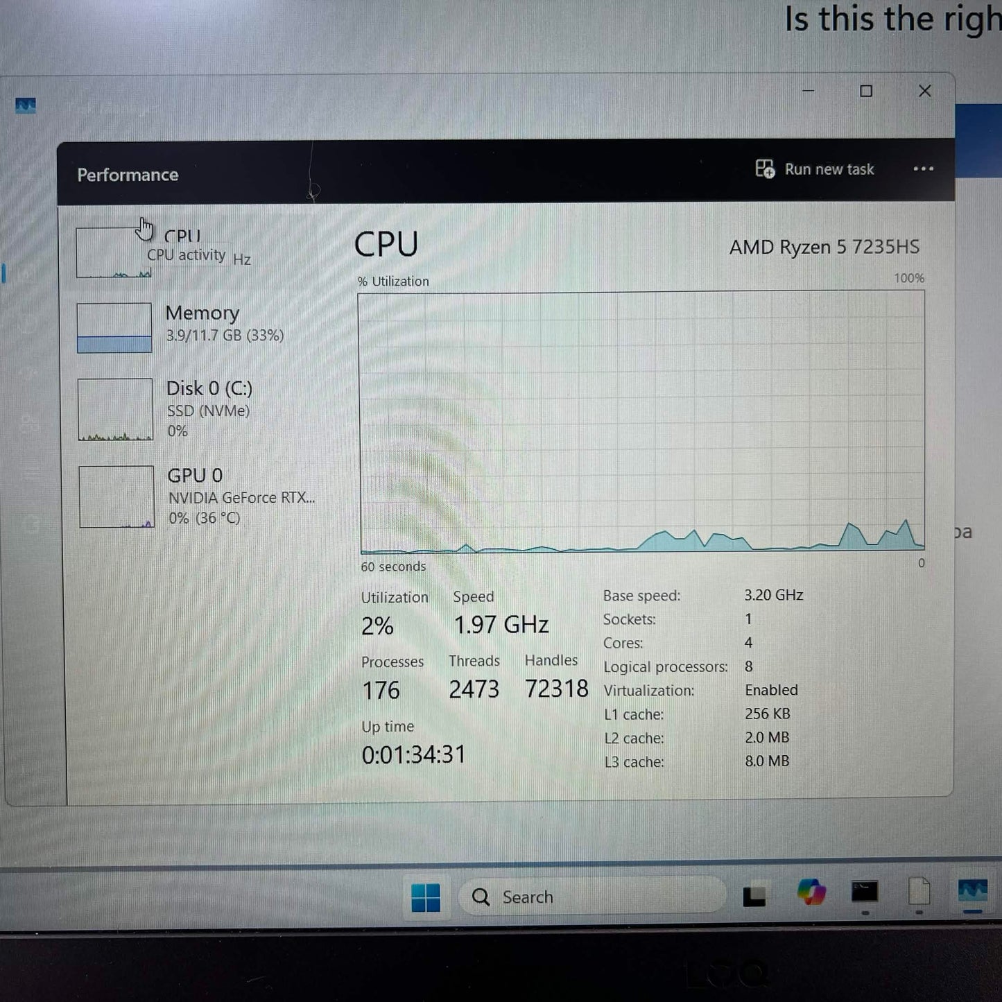 Lenovo LOQ 15 15ARP9 15.6" Ryzen 5 7235HS 3.2GHz 12GB RAM 512GB SSD GeForce RTX 3050