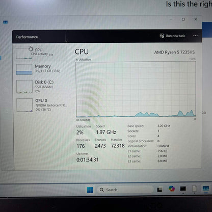 Lenovo LOQ 15 15ARP9 15.6" Ryzen 5 7235HS 3.2GHz 12GB RAM 512GB SSD GeForce RTX 3050