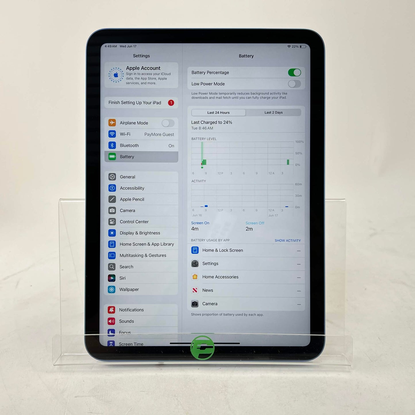 WiFi Only Apple iPad 10th Gen 64GB Blue MPQ13LL/A