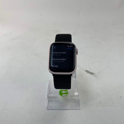 GPS Only Apple Watch Series 9 41MM Pink Aluminum black nylon band MR953LL/A