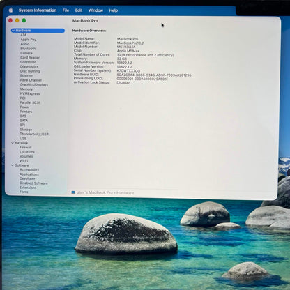 2021 Apple MacBook Pro 16" M1 Max 32C GPU 3.2GHz 32GB RAM 1TB SSD A2485