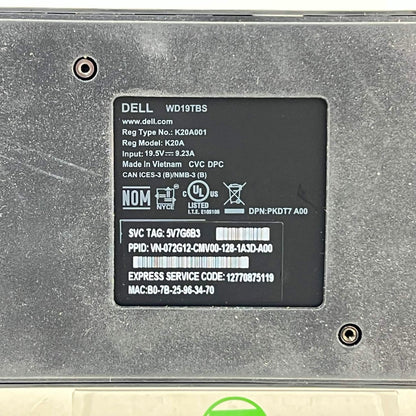 Dell WD19TBS Thunderbolt 3 Laptop Docking Station Black