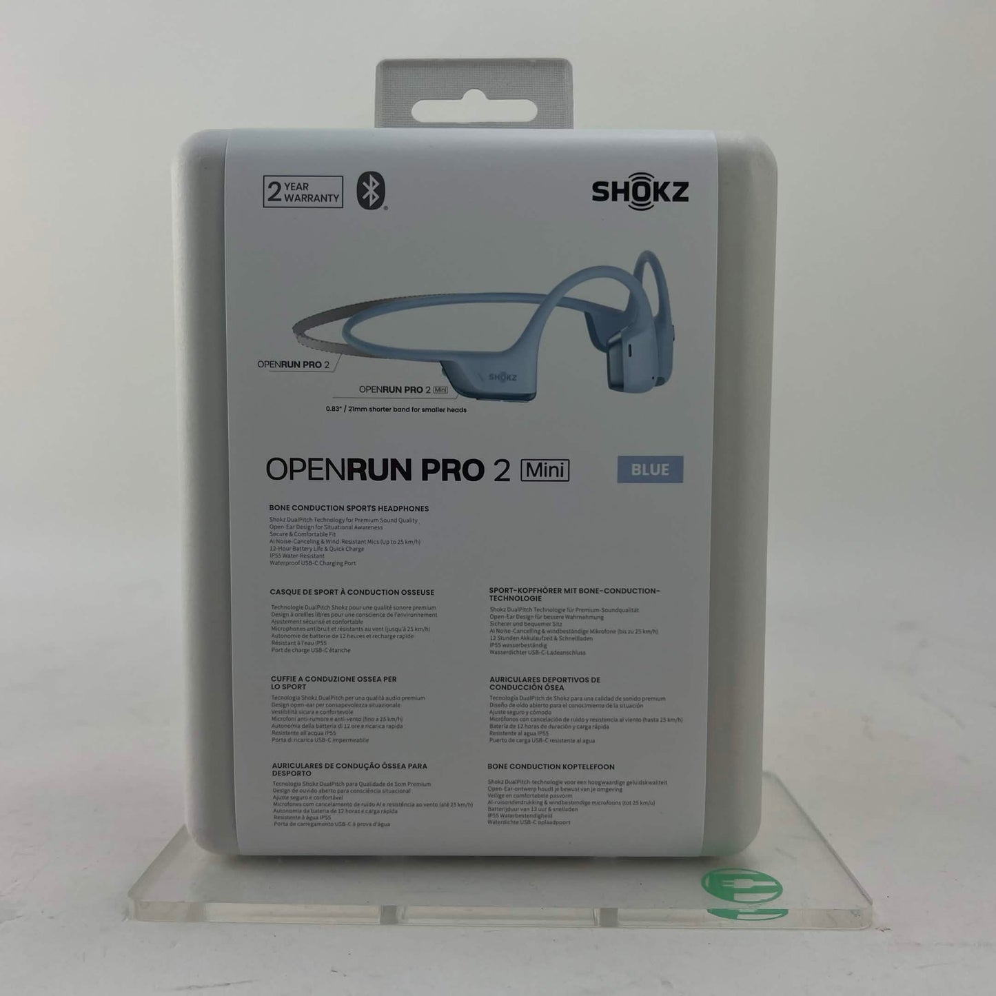 New Shokz OpenRun Pro2 Mini Bone Conduction Open-Ear Sport Headphones Silver 