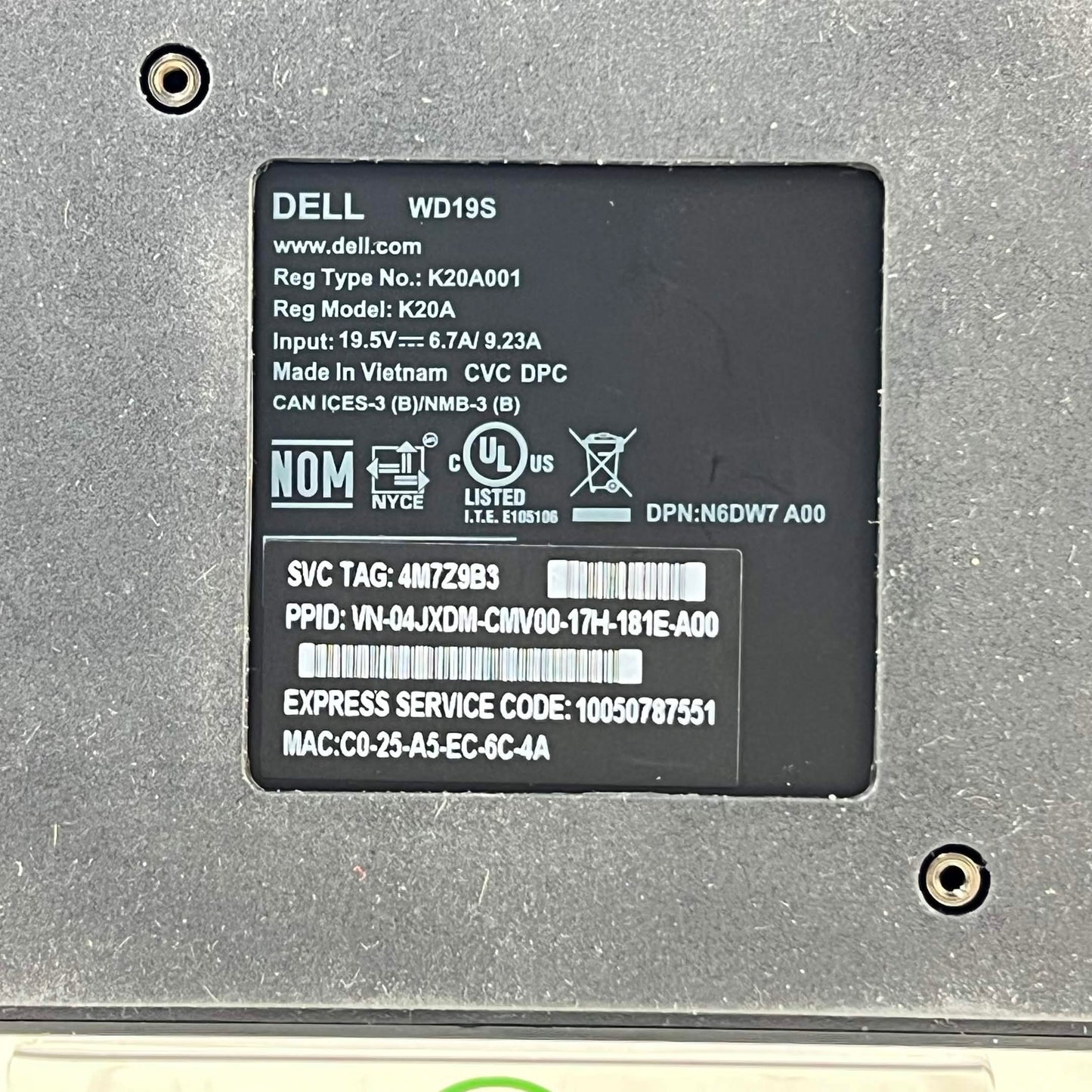 Dell WD19S USB-C Laptop Docking Station Black