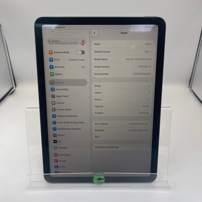 WiFi Only Apple iPad Air 4th Gen 64GB Space Gray MYFM2LL/A