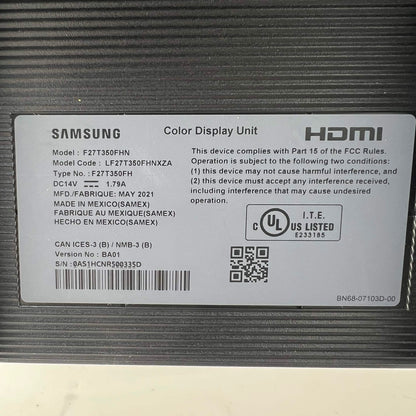 Samsung EliteDisplay 27" LF27T350HNXZA LED IPS 75Hz Flat Panel Monitor