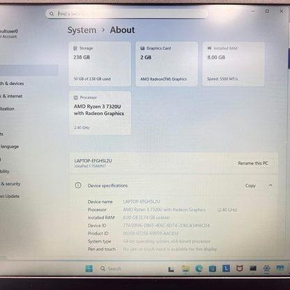 Lenovo IdeaPad 1 15AMN7 15.6" Ryzen 3 7320U 2.4GHz 8GB RAM 256GB SSD