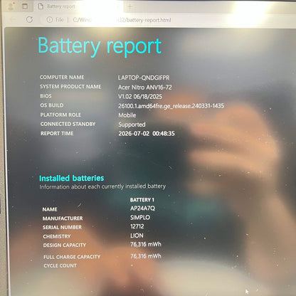 Acer Nitro V 16 ANV16-72 16" Core 7 240H 2.5GHz 16GB RAM 1TB SSD GeForce RTX 5050