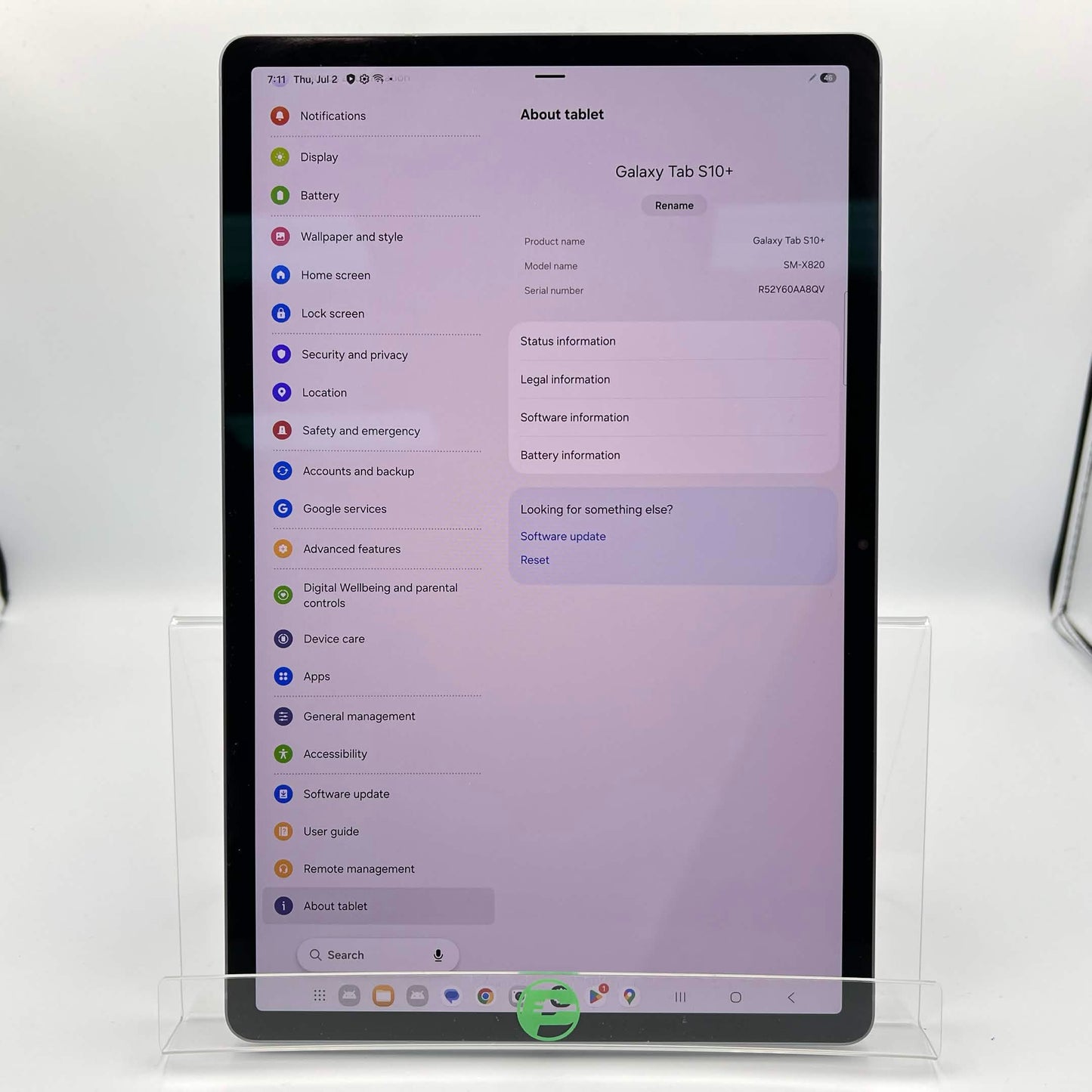 WiFi Only Samsung Galaxy Tab S10+ 12.4" 256GB Lavender SM-X820