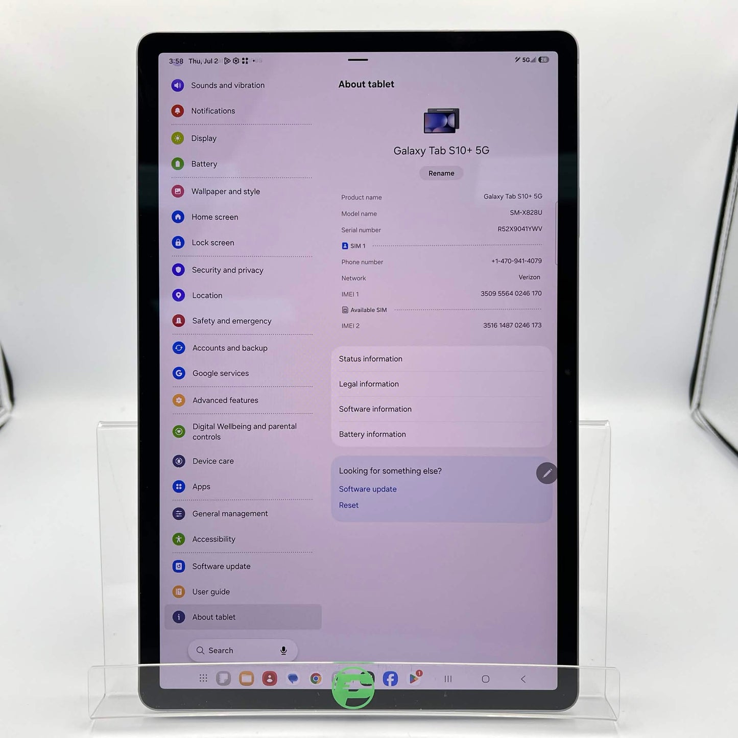 Verizon Samsung Galaxy Tab S10+ 5G 12.4" 256GB Lavender SM-X828U