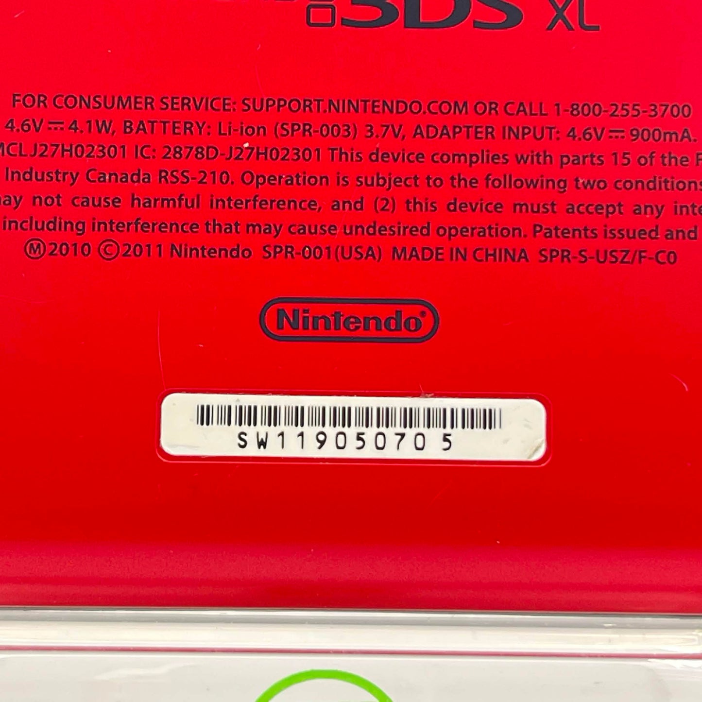 Nintendo 3DS XL Handheld Game Console Only RED-001 Black/Red