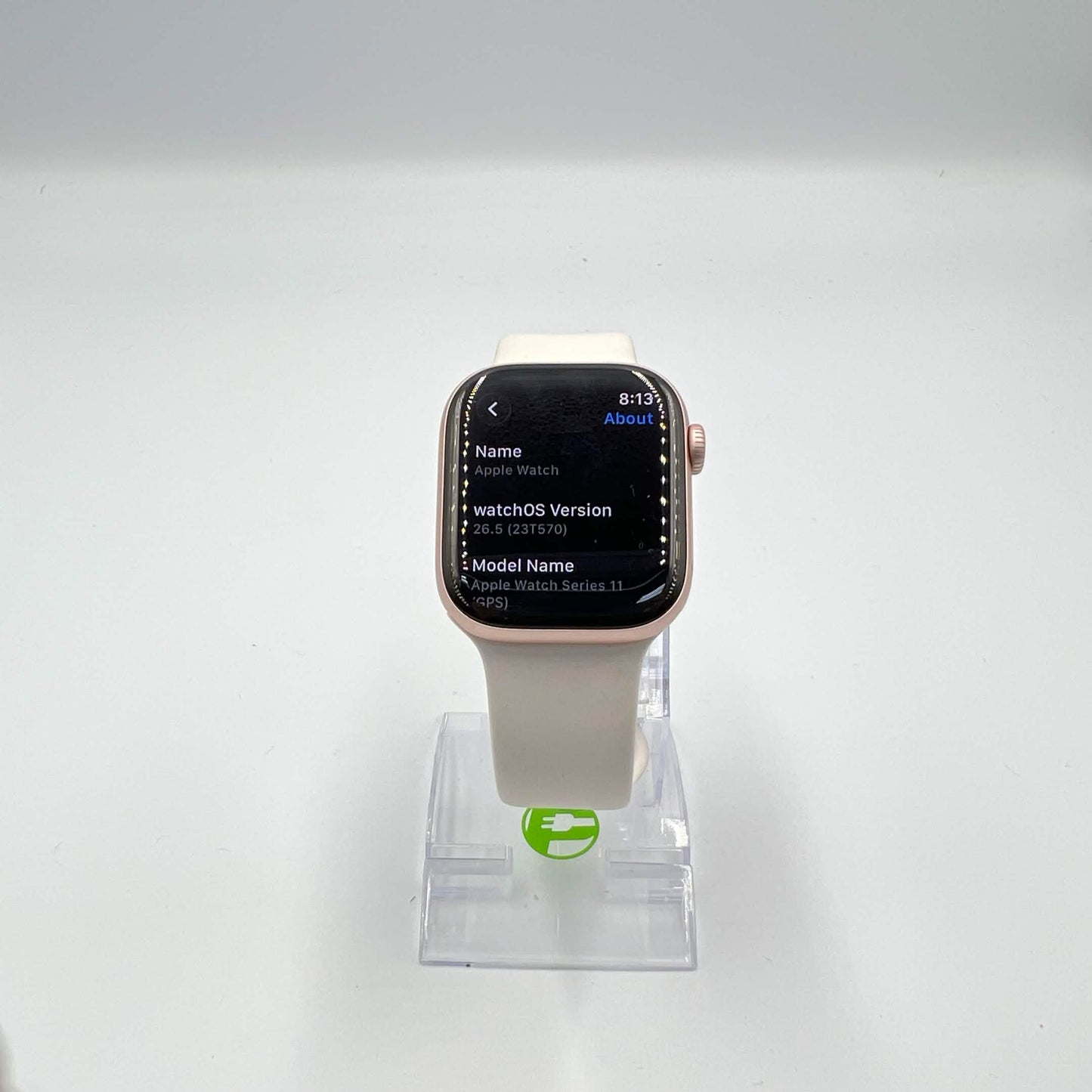 GPS Only Apple Watch Series 11 42MM Rose Gold Aluminum White Sport Band 