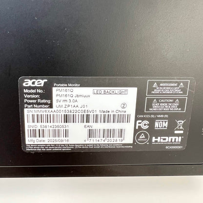 Acer Portable 16" PM16Q HD LED IPS LCD 60Hz LCD Monitor