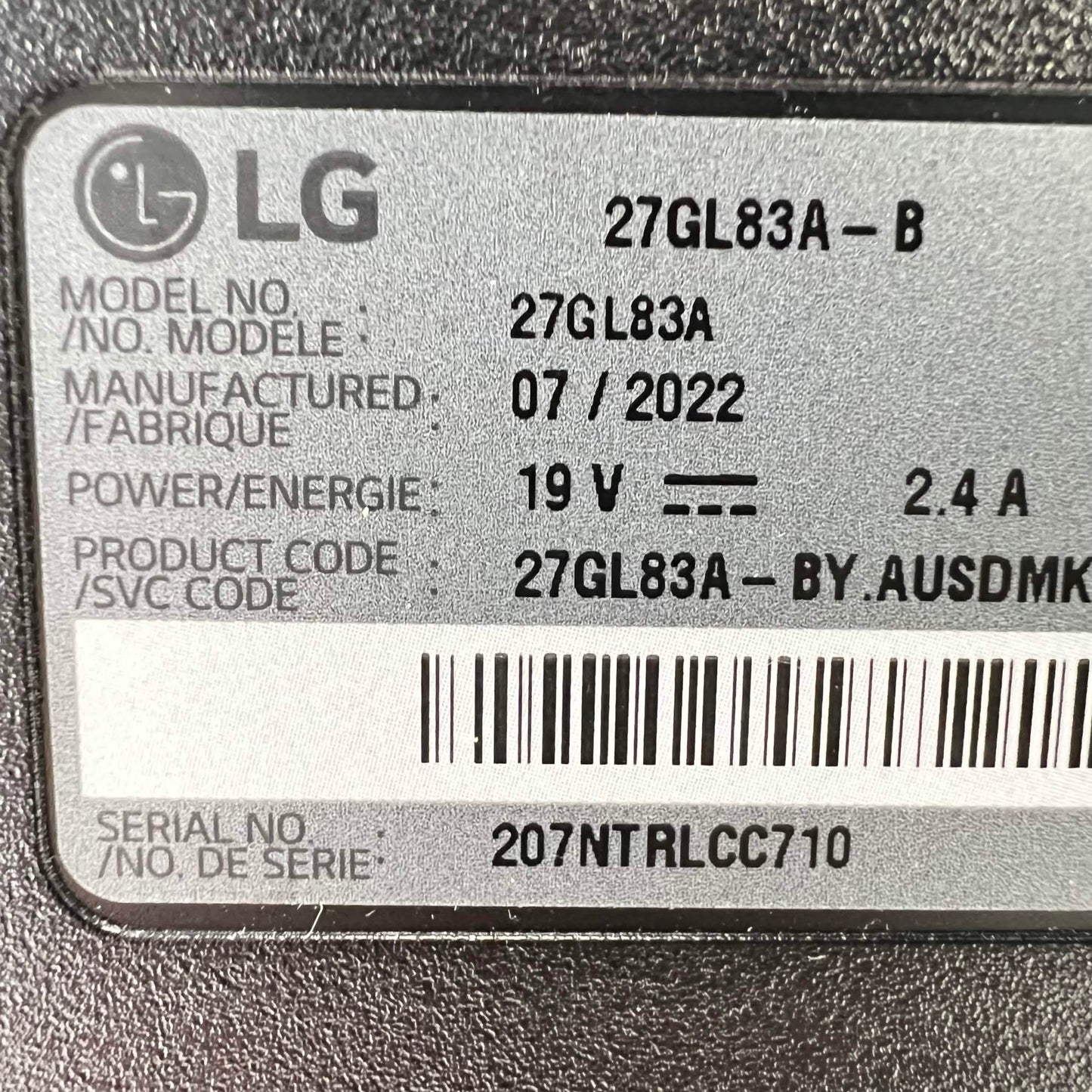 LG UltraGear 27" 27GL83A W-LED IPS 144Hz Flat Panel Monitor