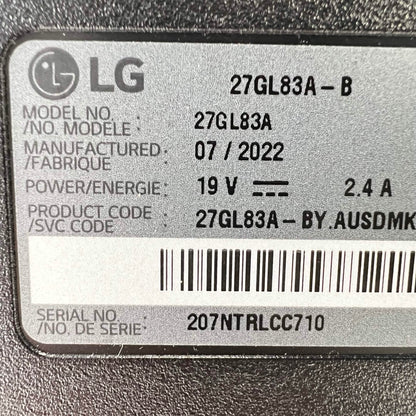 LG UltraGear 27" 27GL83A W-LED IPS 144Hz Flat Panel Monitor