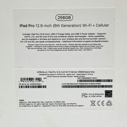 WiFi Only Apple iPad Pro 12.9" 6th Gen 256GB Silver MP603LL/A