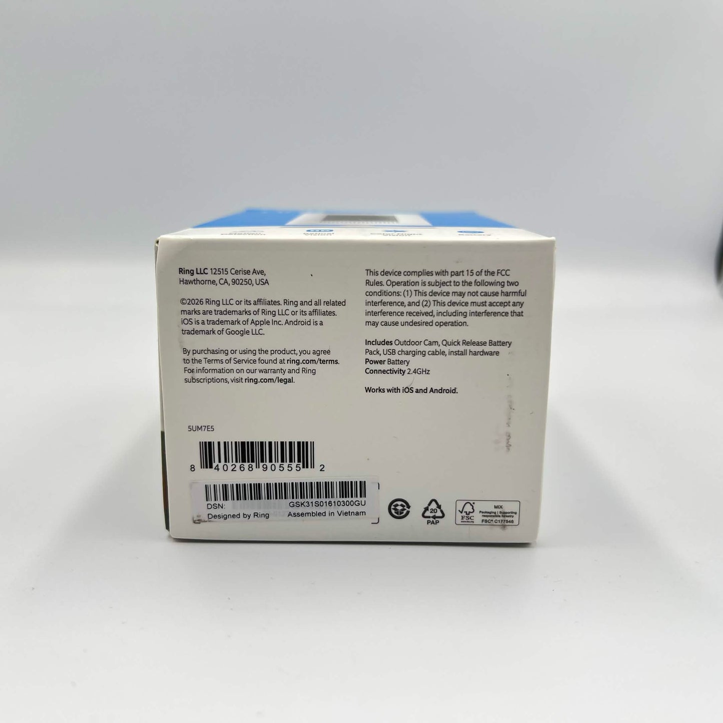 New Ring Outdoor Cam Wifi Camera Unclaimed