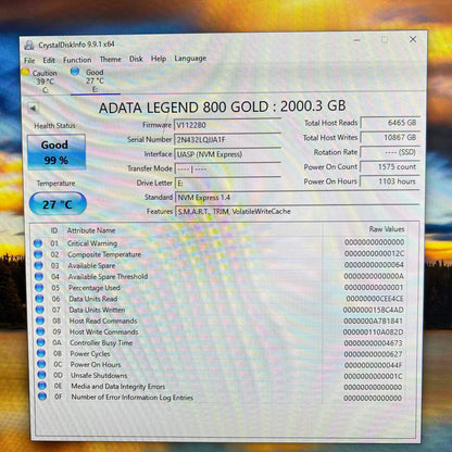 ADATA 2280mm  Legend 800 GOLD 2TB M.2 NVMe Gen 4.0 x 4 SSD SLEG-800G-2000GCS-38