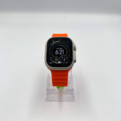 Unlocked Apple Watch Ultra 49MM Natural Titanium Orange Ocean Band M00D3LL/A