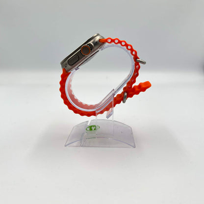 Unlocked Apple Watch Ultra 49MM Natural Titanium Orange Ocean Band M00D3LL/A