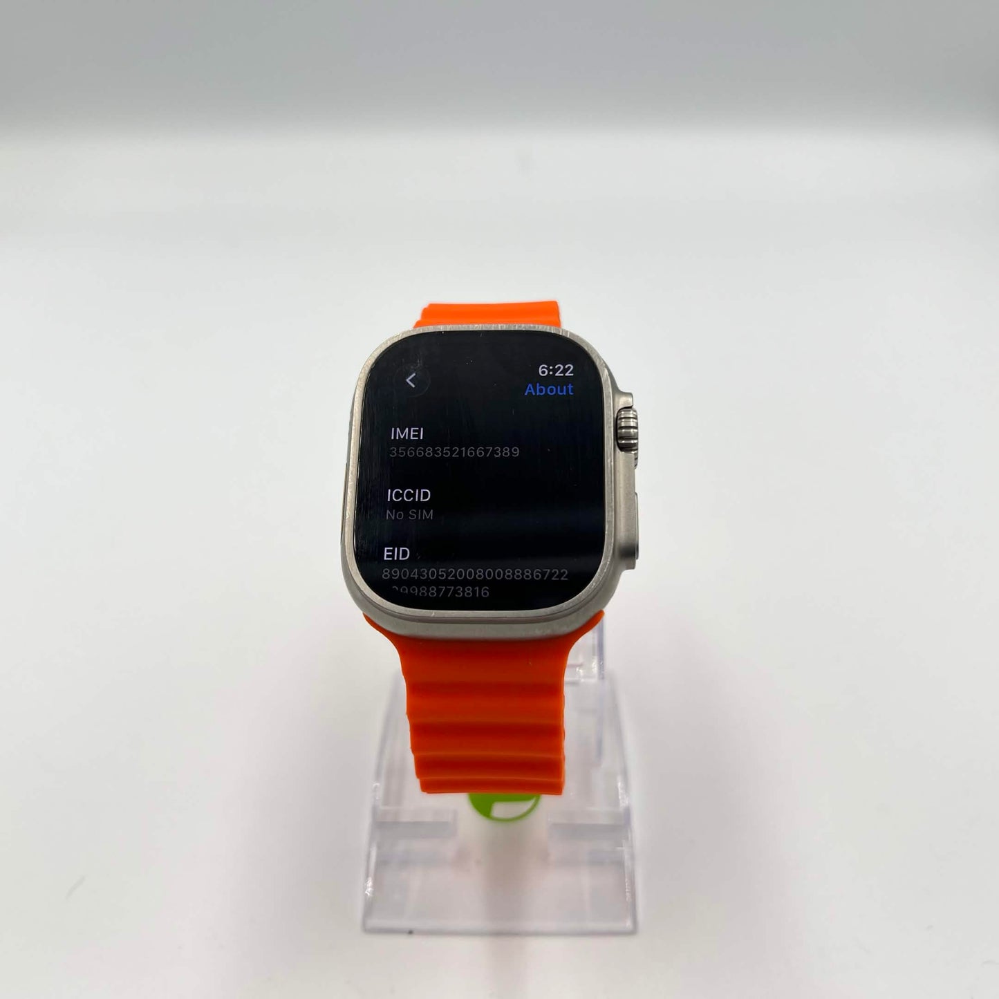 Unlocked Apple Watch Ultra 49MM Natural Titanium Orange Ocean Band M00D3LL/A