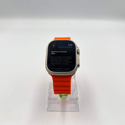 Unlocked Apple Watch Ultra 49MM Natural Titanium Orange Ocean Band M00D3LL/A