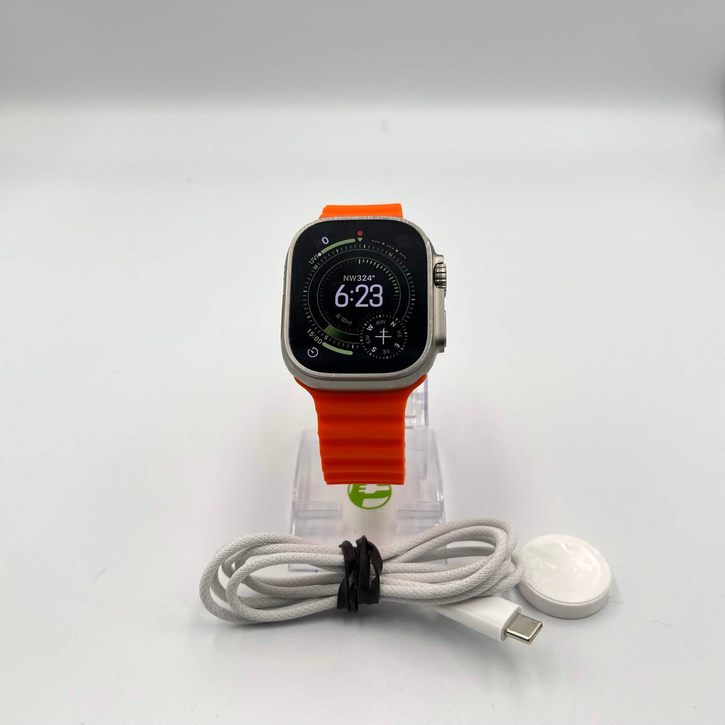 Unlocked Apple Watch Ultra 49MM Natural Titanium Orange Ocean Band M00D3LL/A