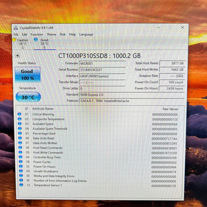 Crucial 2280mm p310 1TB M.2 NVMe Gen 3.0 x 4 SSD CT1000P310SSD8