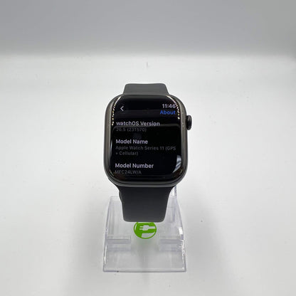 Unlocked Apple Watch Series 11 46MM Jet Black Aluminum Black Sport Band 