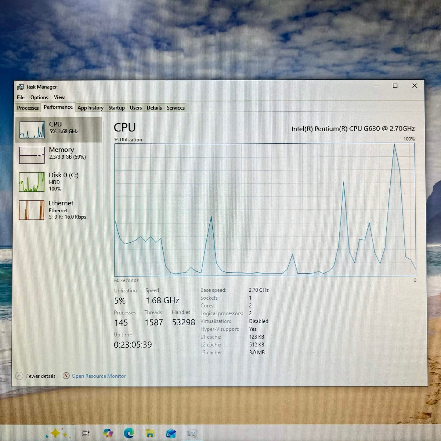 HP Pavilion P6-2123 Pentium G630 2.70GHz 4GB RAM 500GB HDD n/a