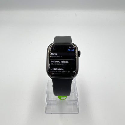 GPS Only Apple Watch Series 11 42MM Jet Black Aluminum Black Sport Band 