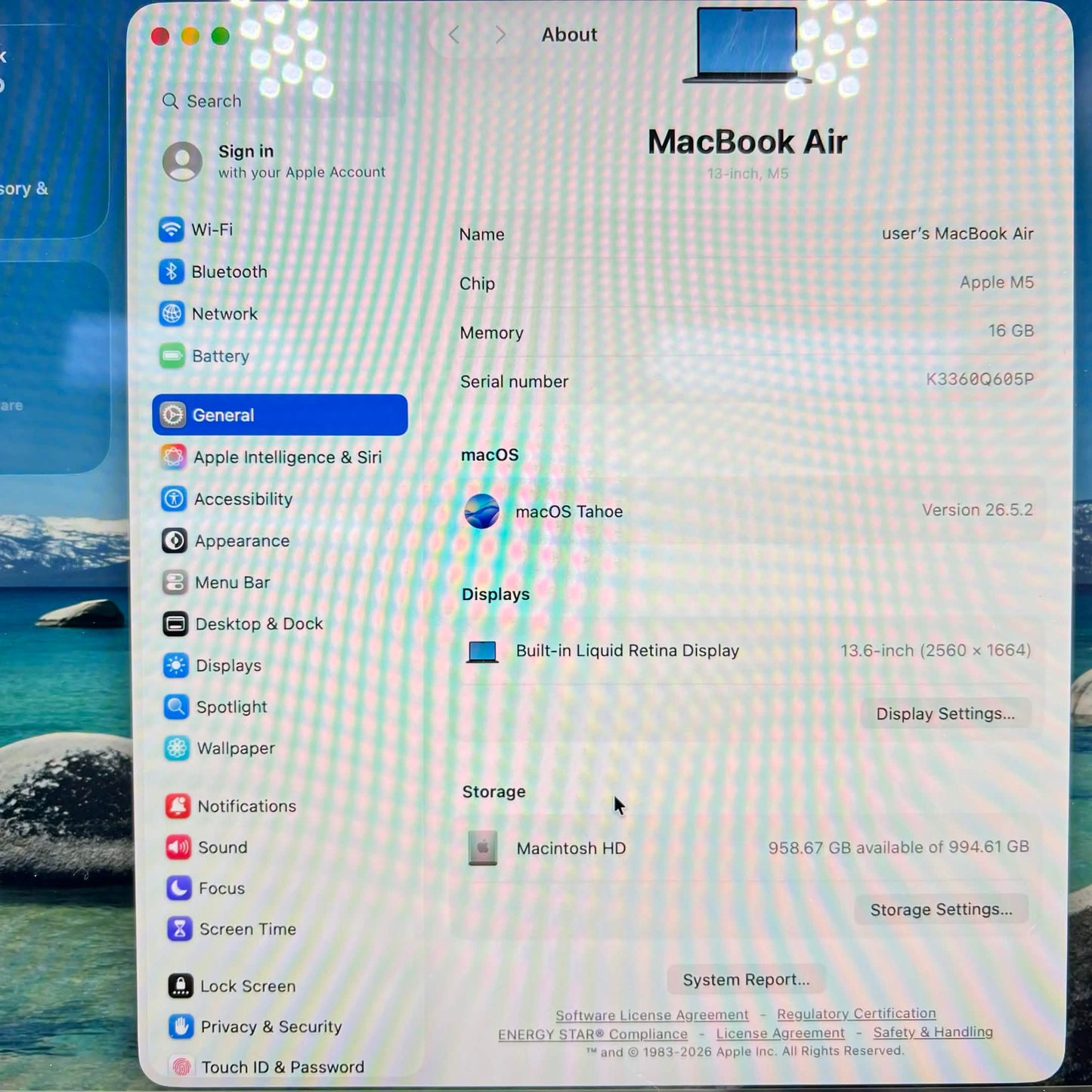 2025 Apple MacBook Air 13" M5 10C GPU 4.6GHz 16GB RAM 1TB SSD A3449