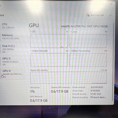 Dell Pro Max 16 MC16250 16" Core Ultra 7 255H 2.0GHz 32GB RAM 1TB SSD