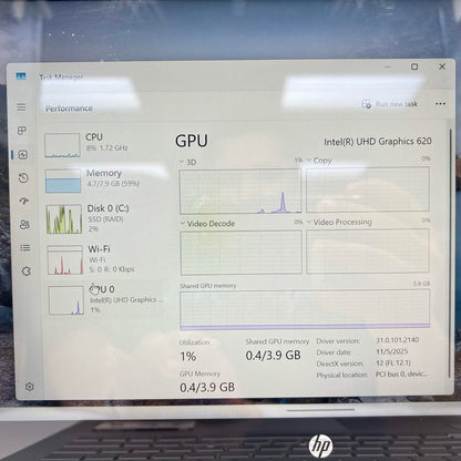 HP Pavilion x360 Silver 9560NGW Intel i5-8265U 1.6GHz 8GB RAM 128GB
