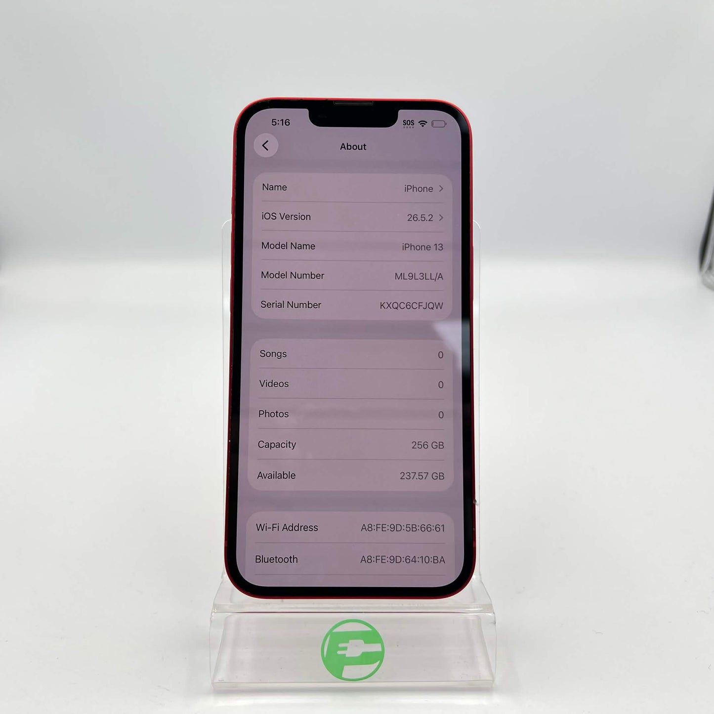 Factory Unlocked Apple iPhone 13 256GB Product Red ML9L3LL/A