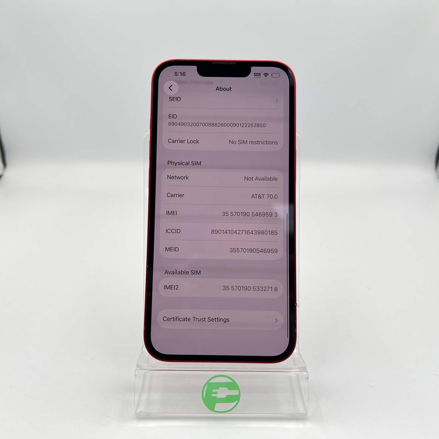 Factory Unlocked Apple iPhone 13 256GB Product Red ML9L3LL/A
